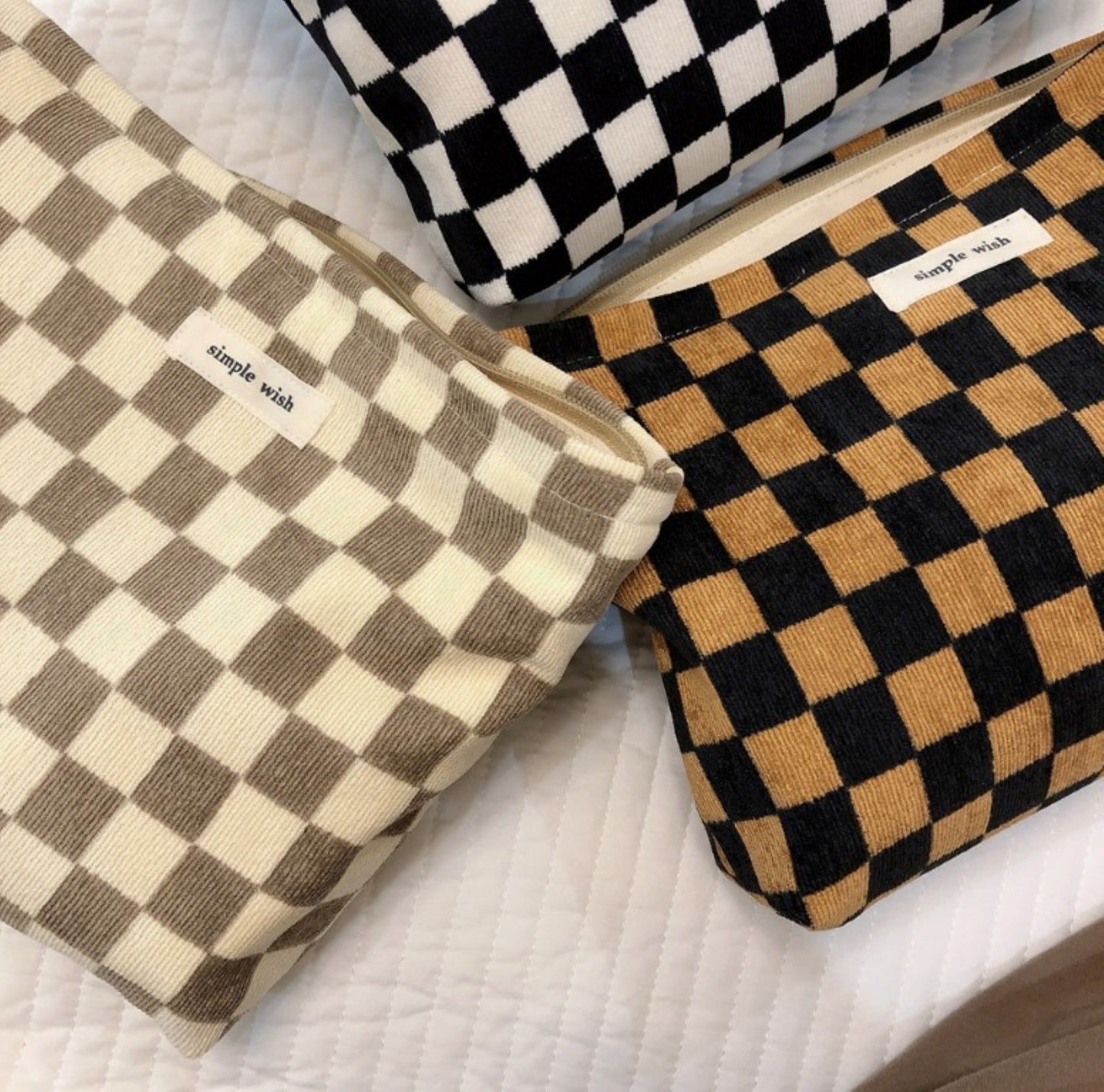 Checkerboard Plaid Makeup Pouch - ZoocomingTree
