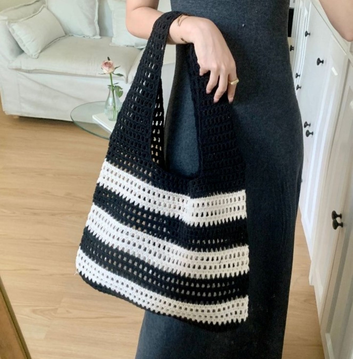 Cute Striped Crochet Shoulder Bag - ZoocomingTree