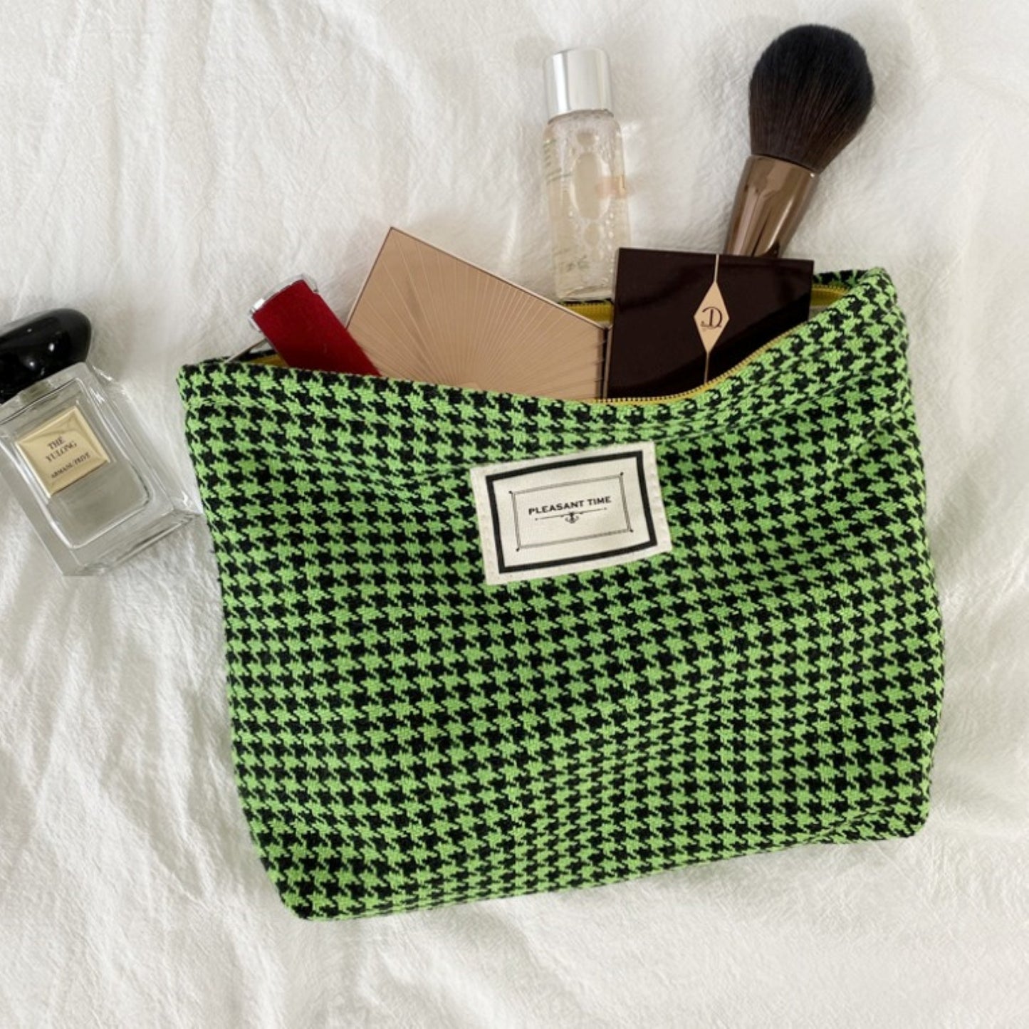 Hounds tooth Cotton Makeup Zipper Pouch - ZoocomingTree