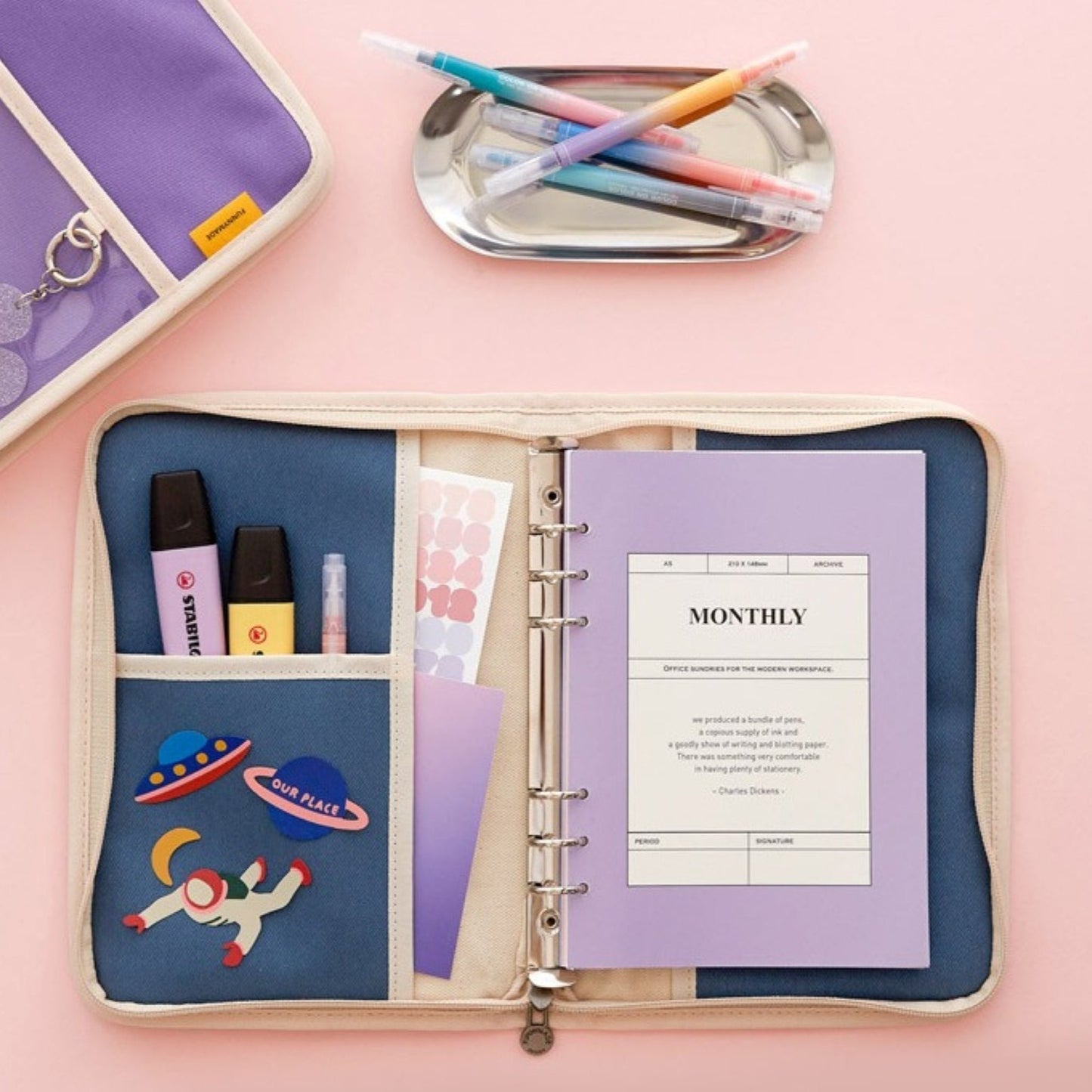 Canvas Clear A5 6 Ring Cotton Binder - ZoocomingTree