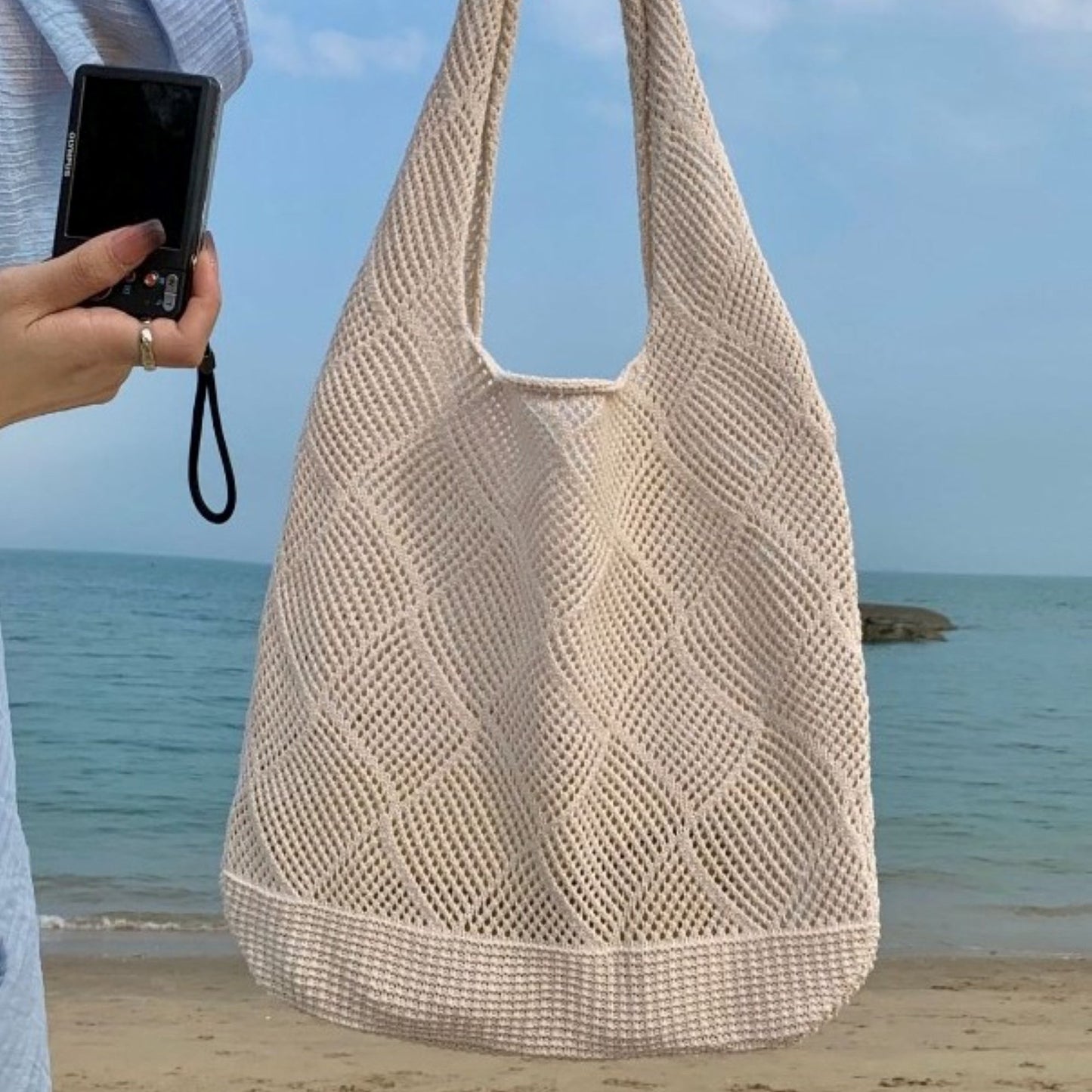 Women Crochet Color Tote Bag - ZoocomingTree