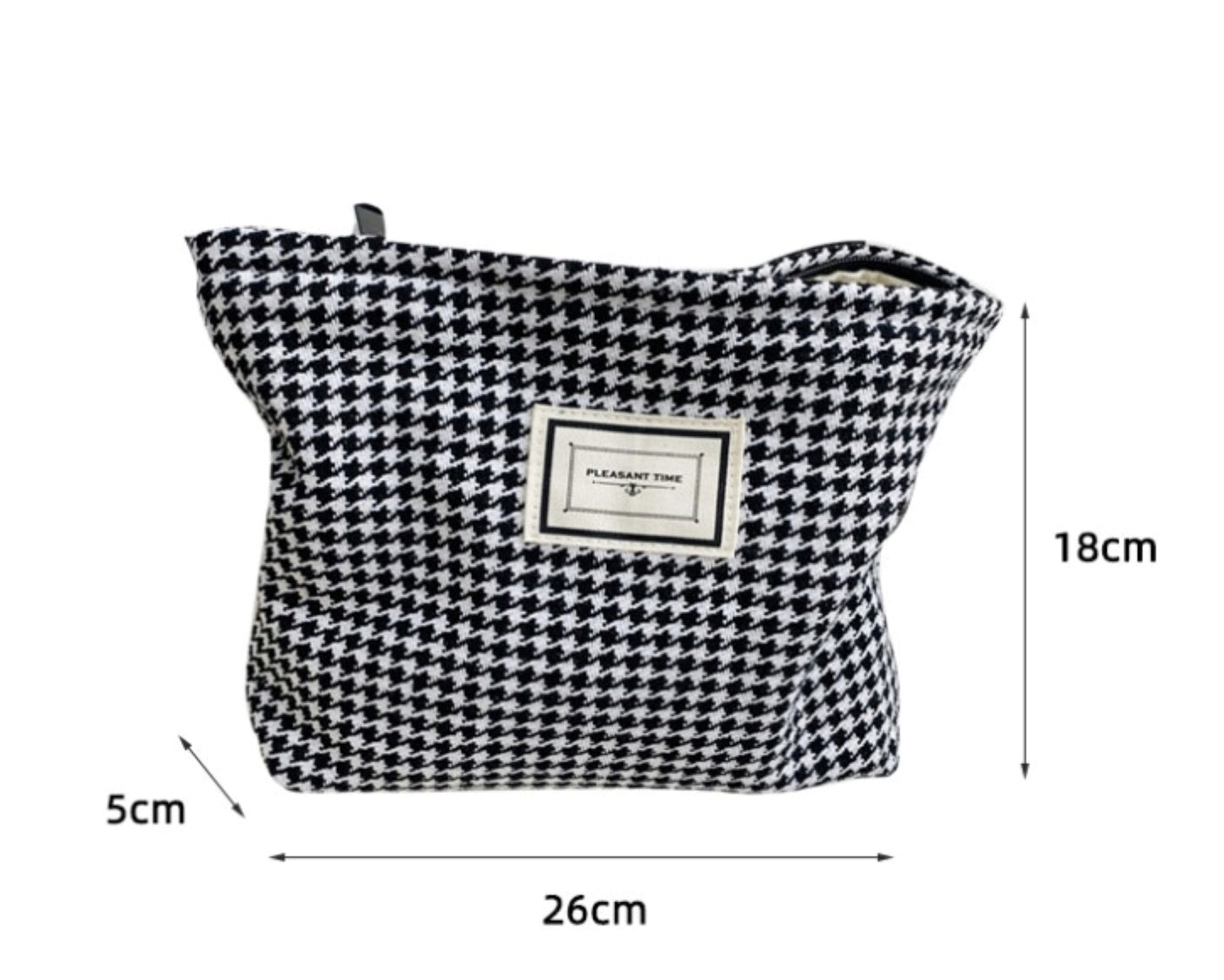 Hounds tooth Cotton Makeup Zipper Pouch - ZoocomingTree