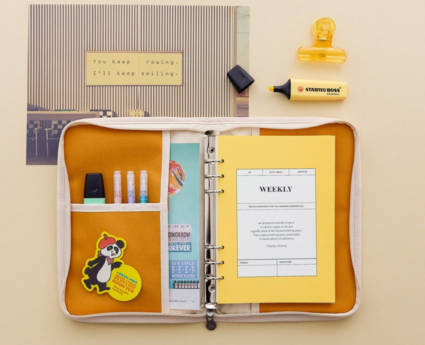 Canvas Clear A5 6 Ring Cotton Binder - ZoocomingTree