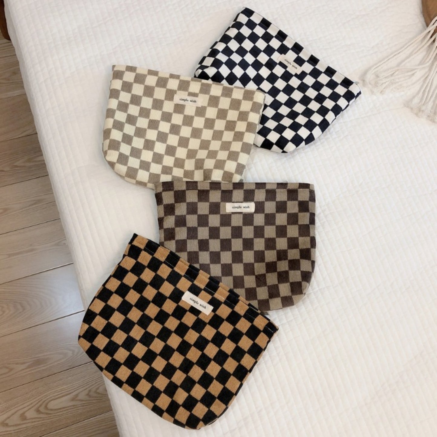 Checkerboard Plaid Makeup Pouch - ZoocomingTree
