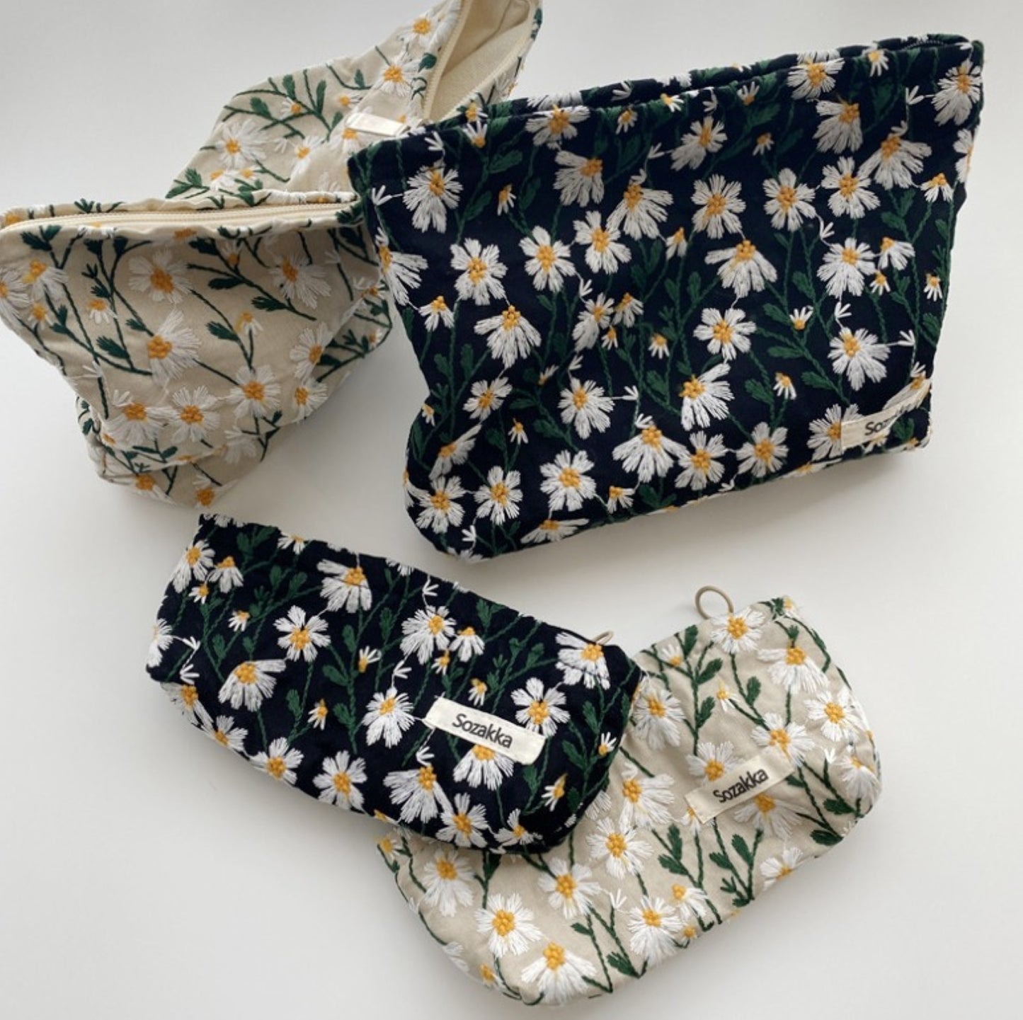 Floral Embroidered Cotton Pouch - ZoocomingTree