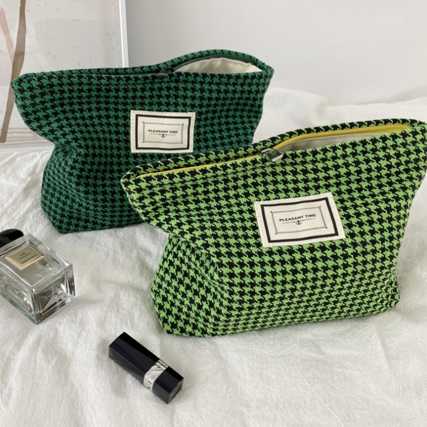 Hounds tooth Cotton Makeup Zipper Pouch - ZoocomingTree