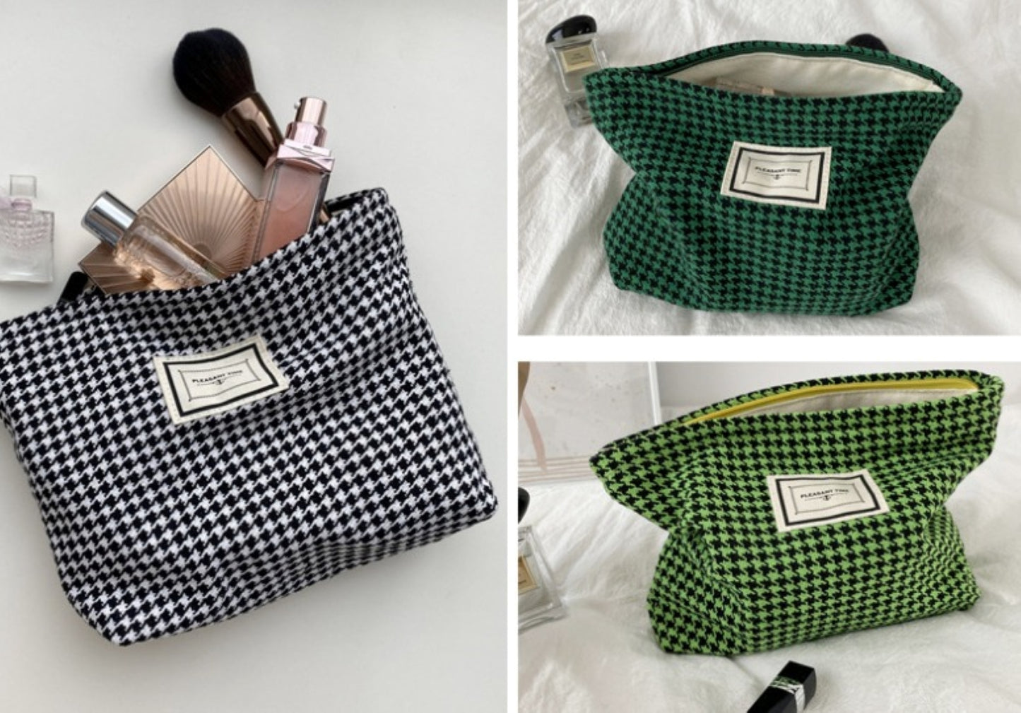 Hounds tooth Cotton Makeup Zipper Pouch - ZoocomingTree
