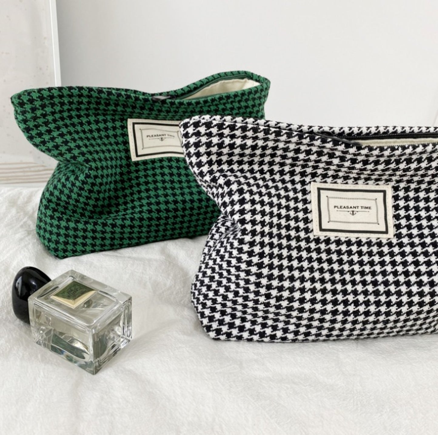 Hounds tooth Cotton Makeup Zipper Pouch - ZoocomingTree