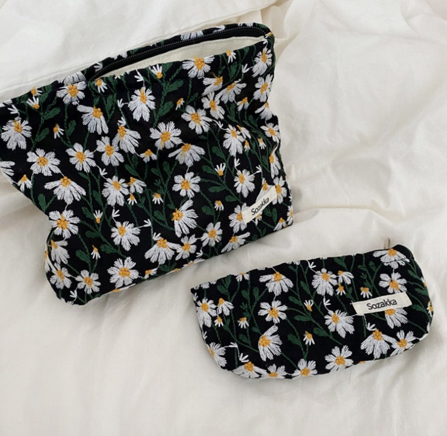 Floral Embroidered Cotton Pouch - ZoocomingTree