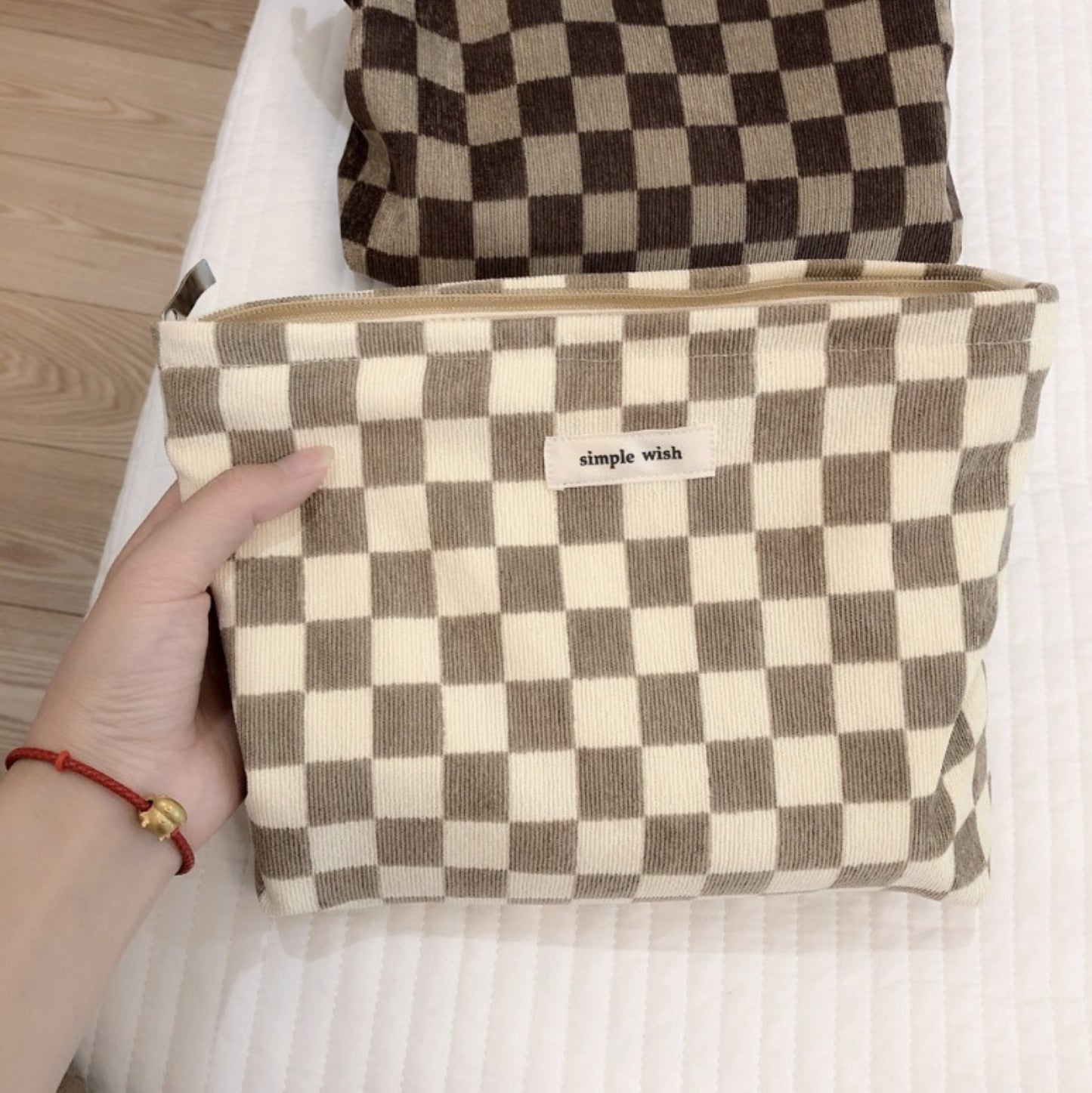 Checkerboard Plaid Makeup Pouch - ZoocomingTree