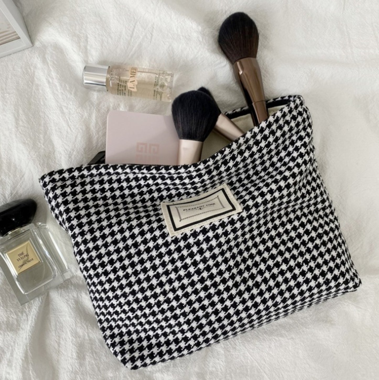 Hounds tooth Cotton Makeup Zipper Pouch - ZoocomingTree