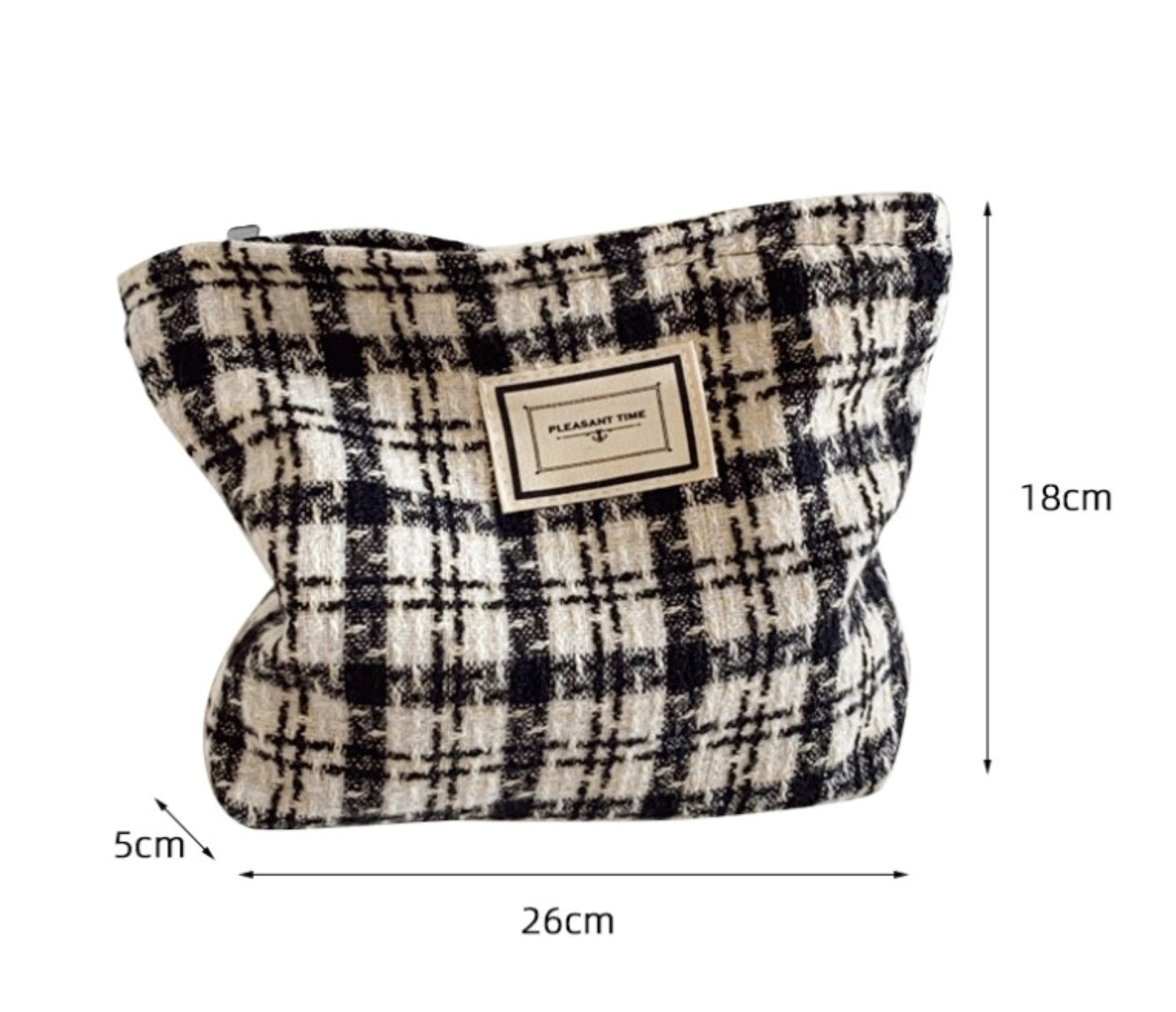 Plaid Pattern Cotton Makeup Zipper Pouch - ZoocomingTree
