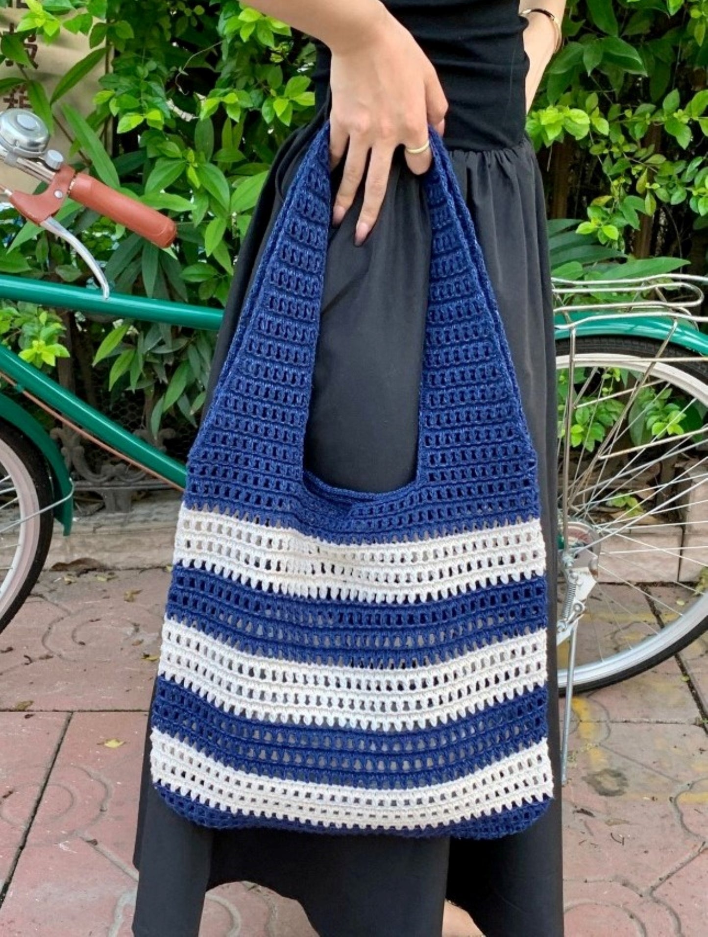 Cute Striped Crochet Shoulder Bag - ZoocomingTree