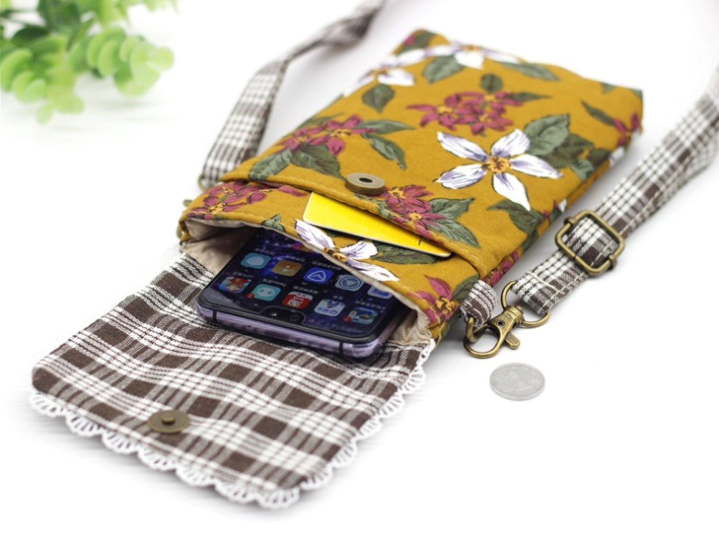 Floral Cotton Crossbody Phone Purse - ZoocomingTree