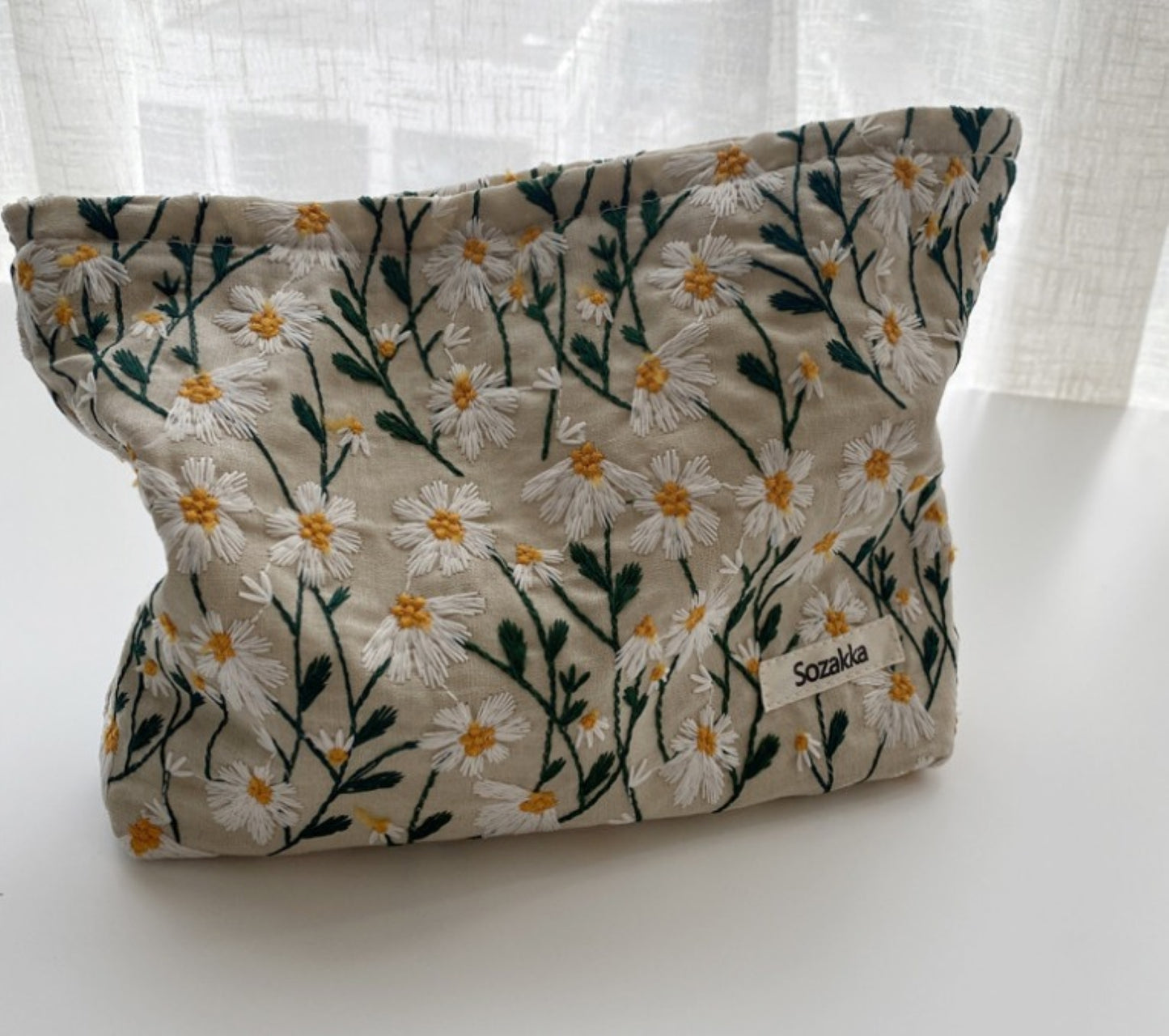 Floral Embroidered Cotton Pouch - ZoocomingTree