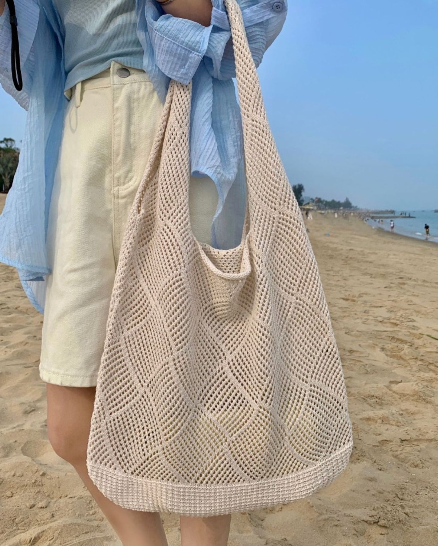Women Crochet Color Tote Bag - ZoocomingTree