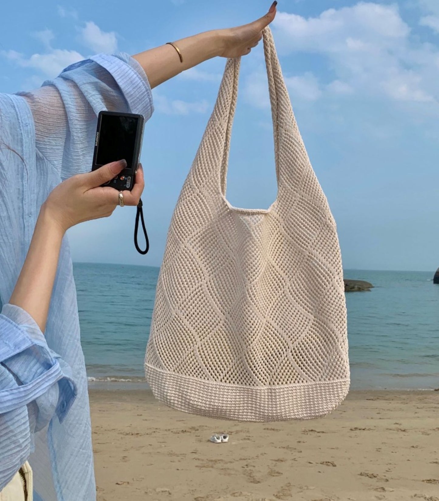 Women Crochet Color Tote Bag - ZoocomingTree