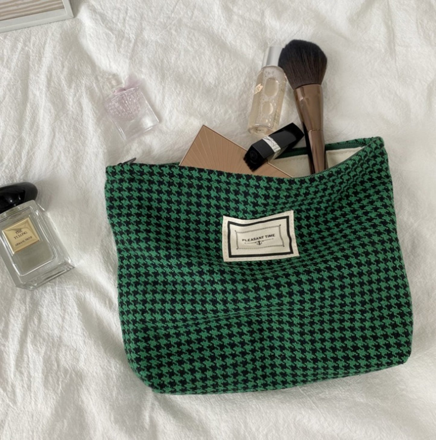 Hounds tooth Cotton Makeup Zipper Pouch - ZoocomingTree