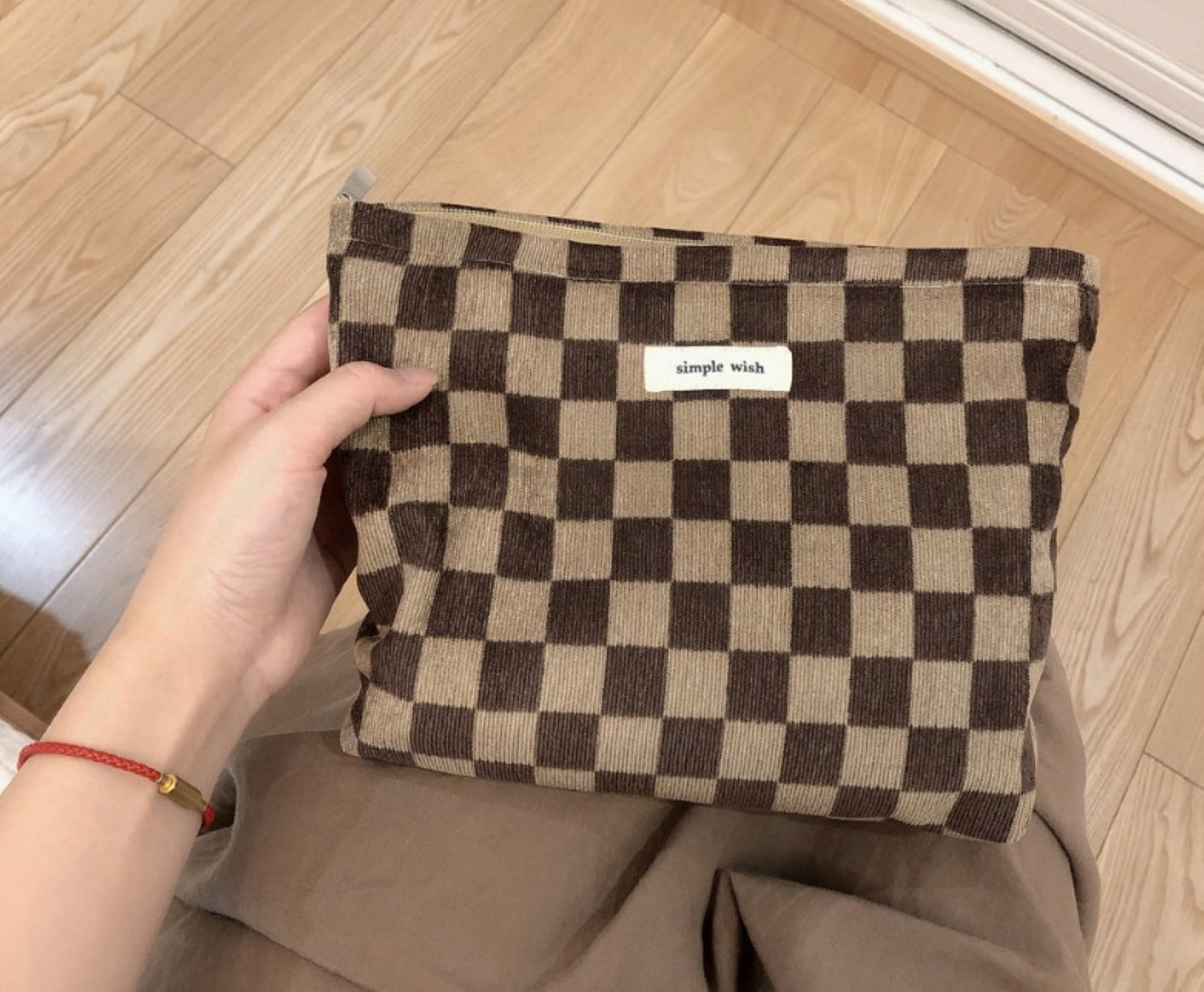 Checkerboard Plaid Makeup Pouch - ZoocomingTree