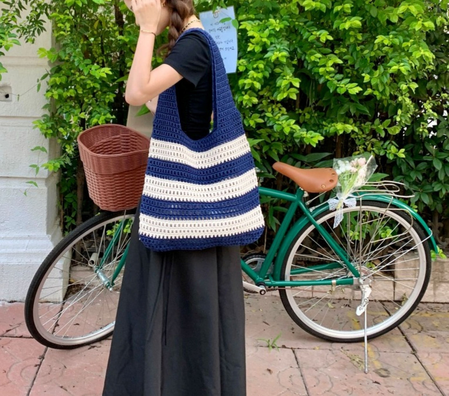 Cute Striped Crochet Shoulder Bag - ZoocomingTree