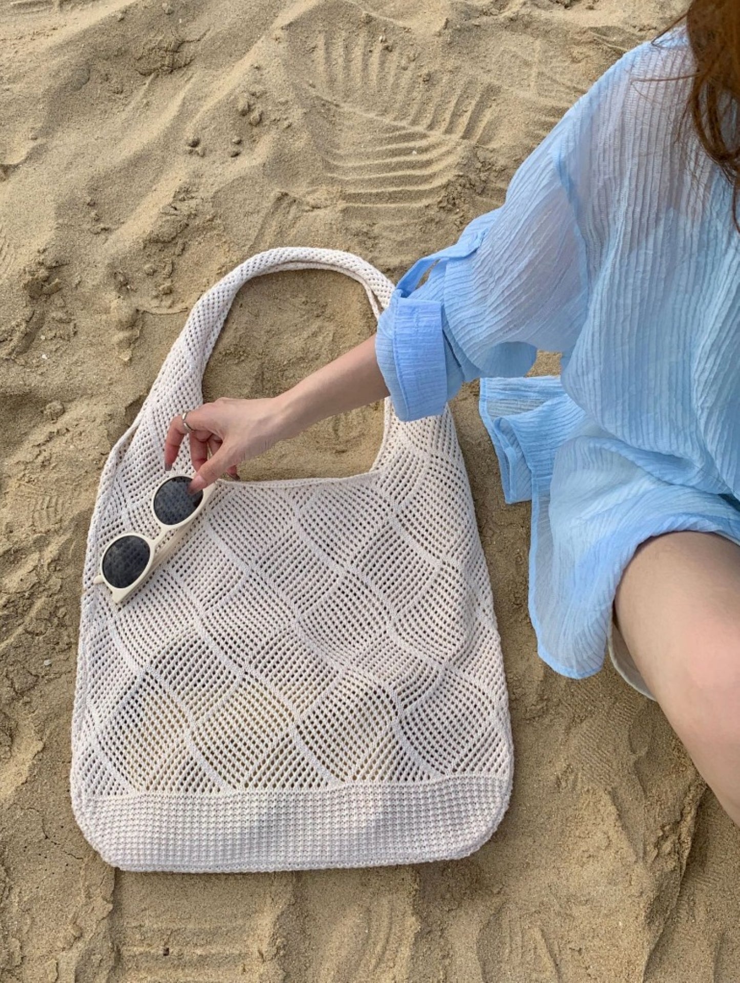Women Crochet Color Tote Bag - ZoocomingTree
