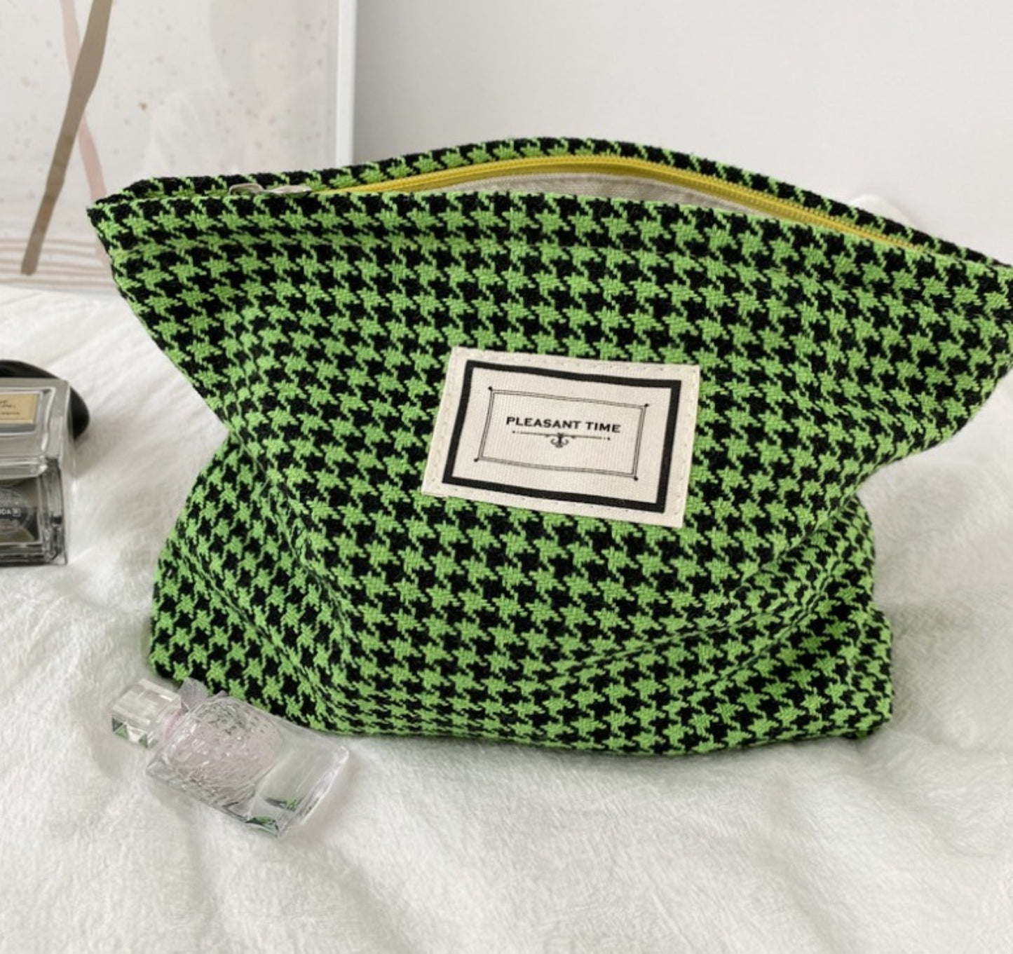 Hounds tooth Cotton Makeup Zipper Pouch - ZoocomingTree