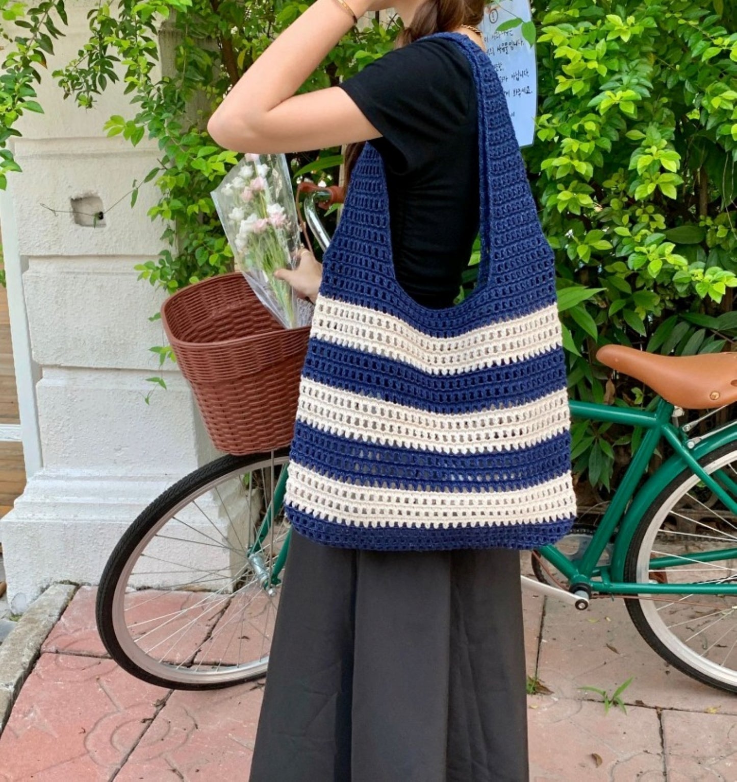 Cute Striped Crochet Shoulder Bag - ZoocomingTree