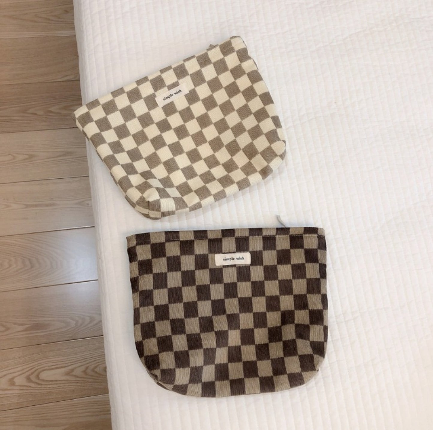 Checkerboard Plaid Makeup Pouch - ZoocomingTree