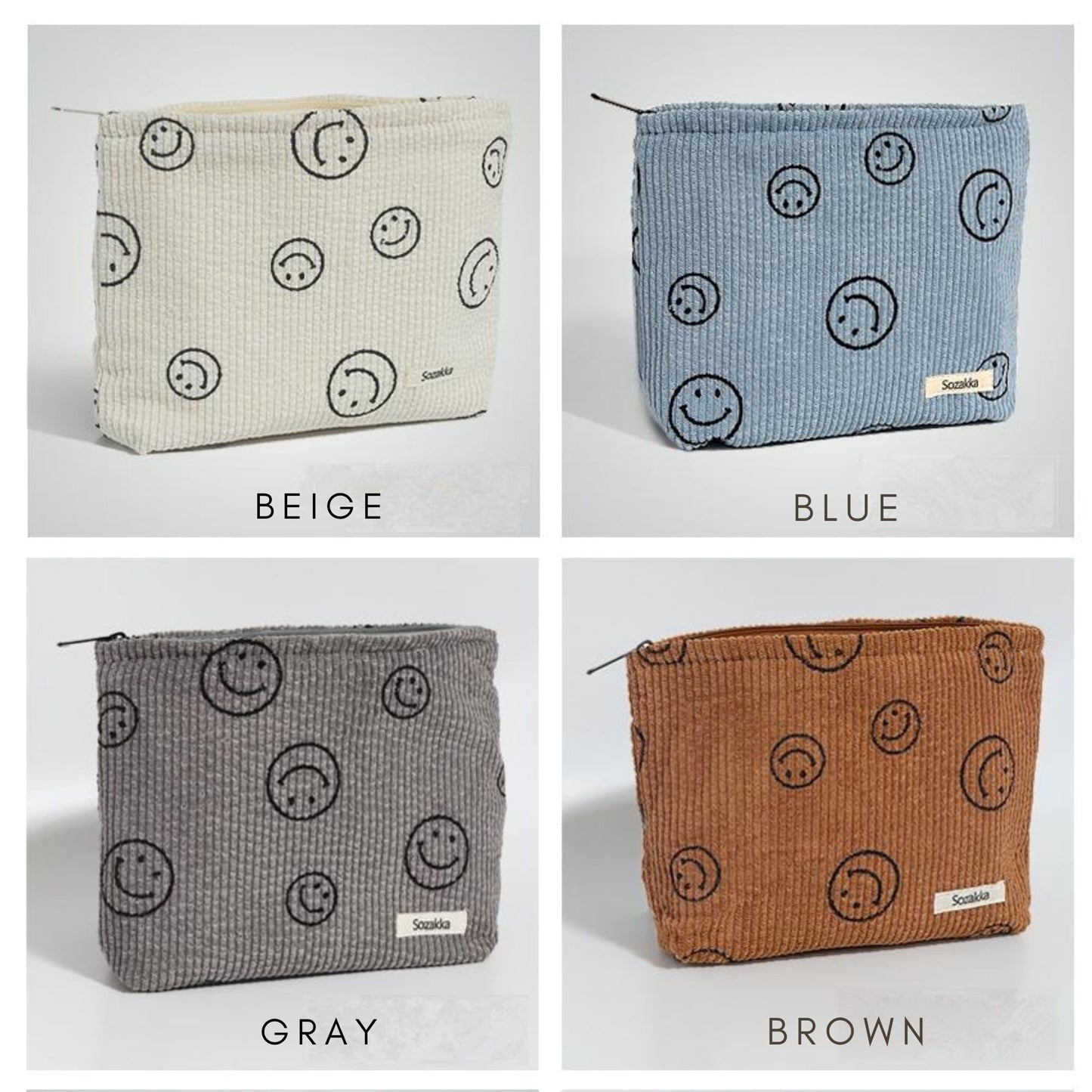 Corduroy Cosmetic Zipper Pouch - ZoocomingTree