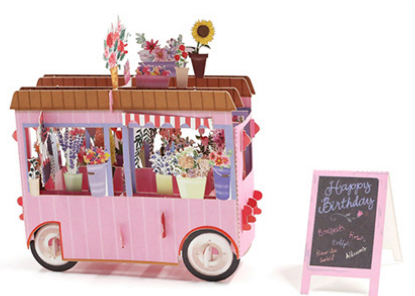 European Flower wagon Birthday 3D Card - ZoocomingTree