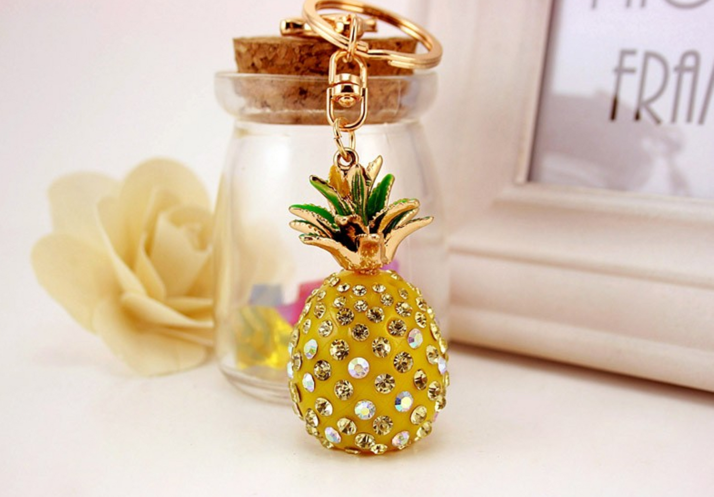 Pineapple Rhinestone Keychain - ZoocomingTree