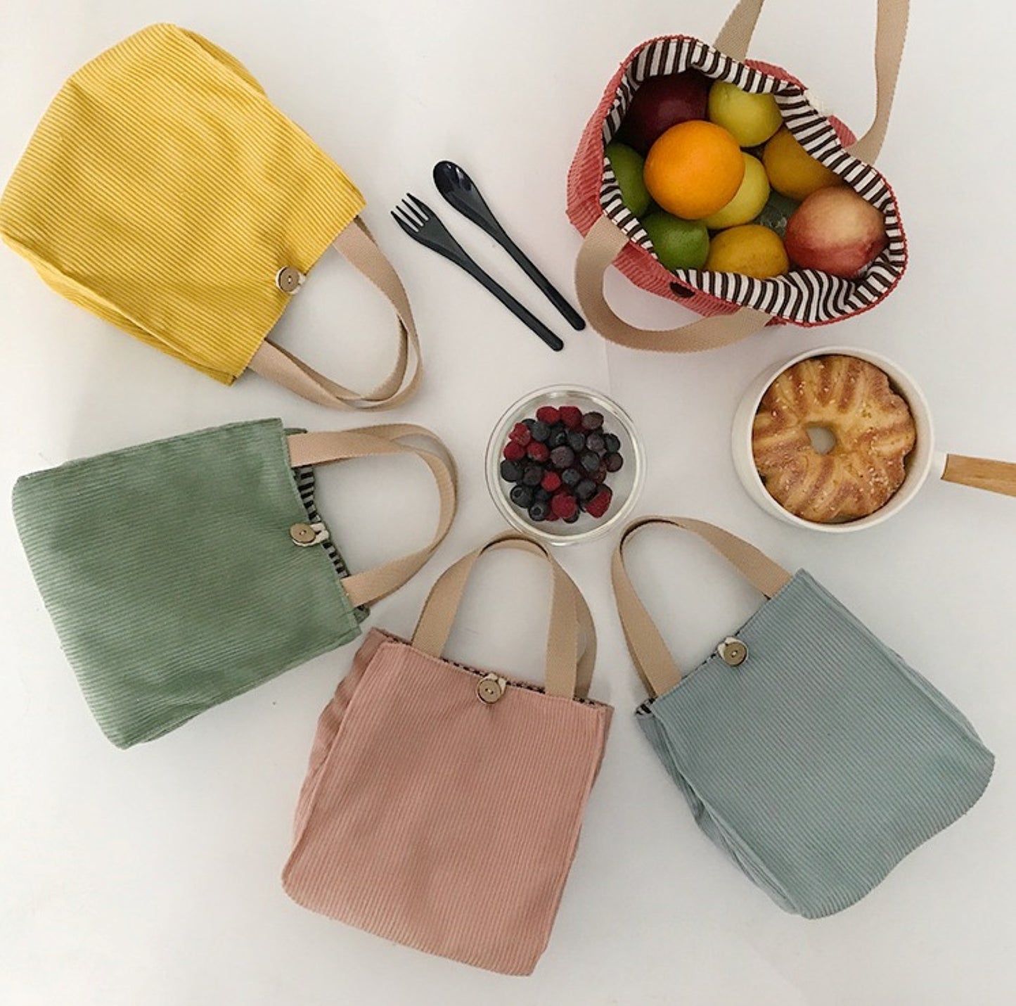 Corduroy Lunch Tote bag - ZoocomingTree