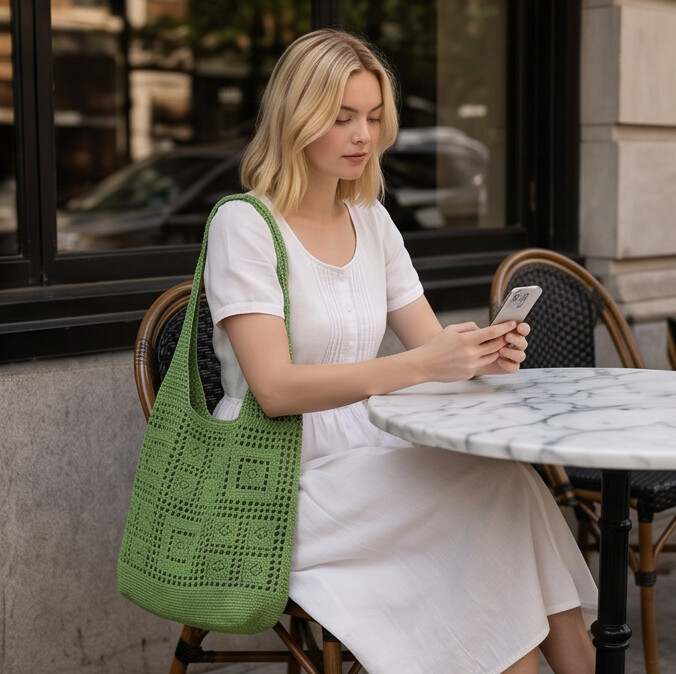 Comfy Woven Crochet Shoulder Bag