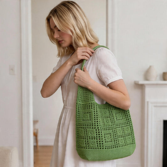 Comfy Woven Crochet Shoulder Bag