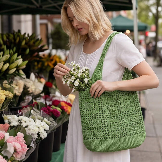 Comfy Woven Crochet Shoulder Bag