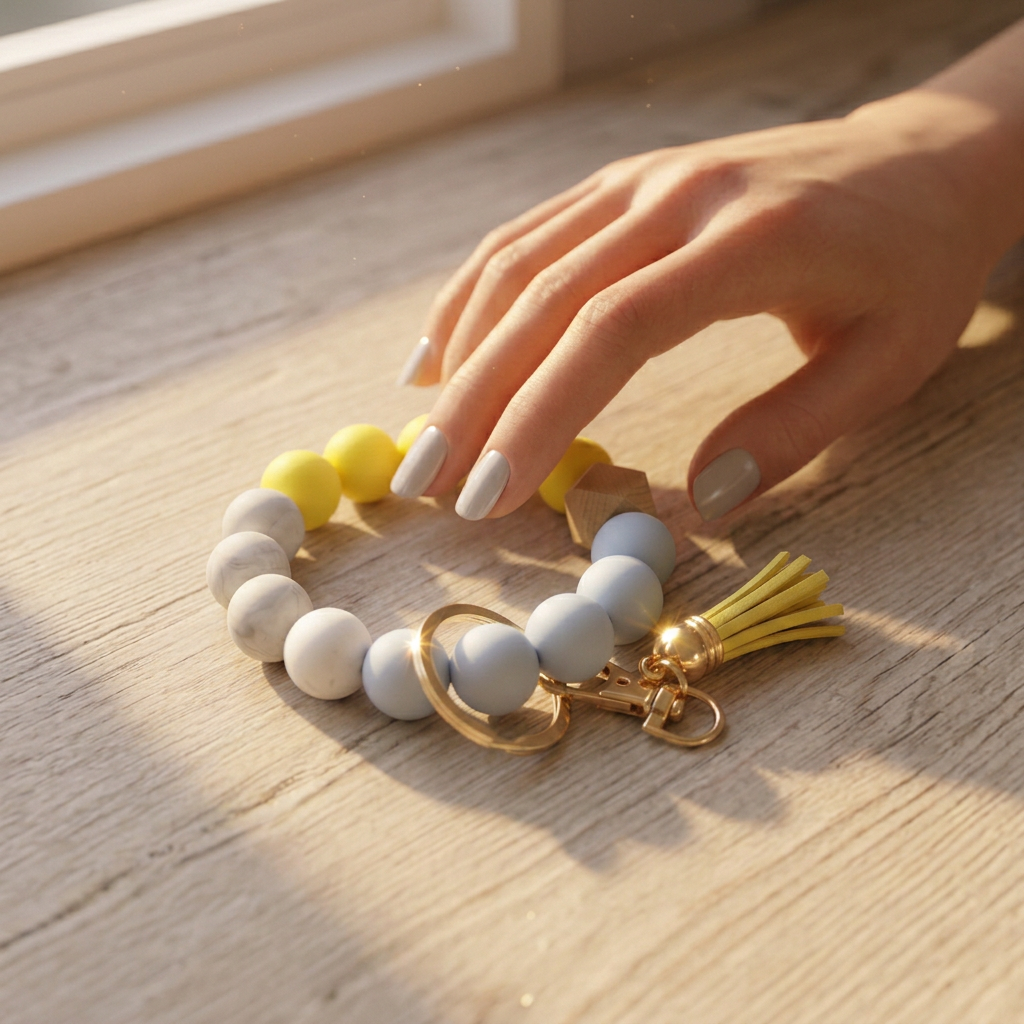 Pastel Color Fashion Beaded Keyring