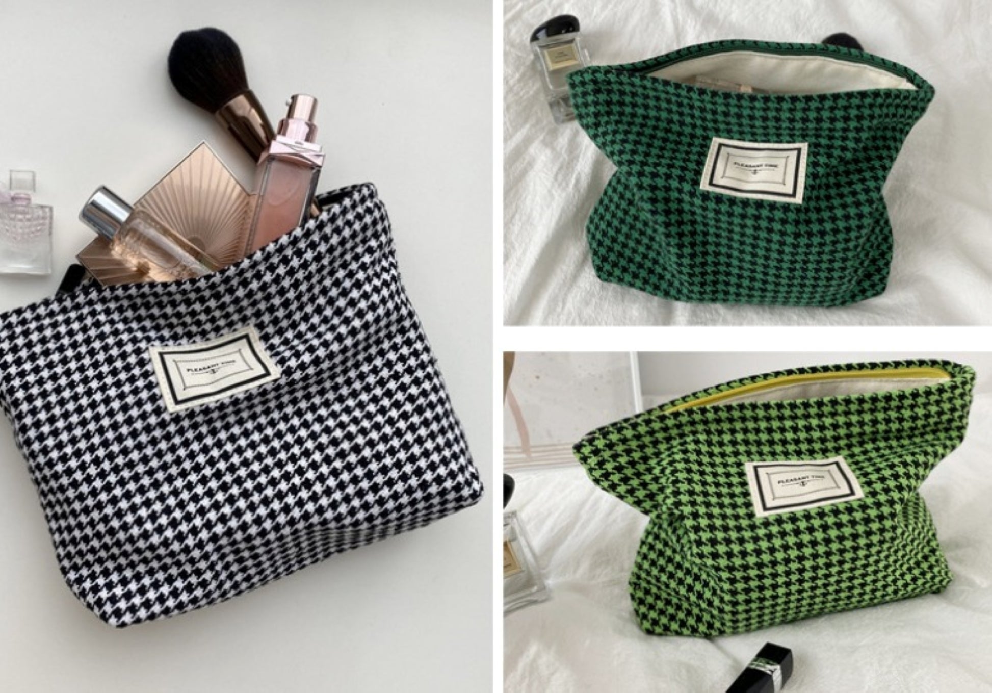 Hounds tooth Cotton Makeup Zipper Pouch - ZoocomingTree
