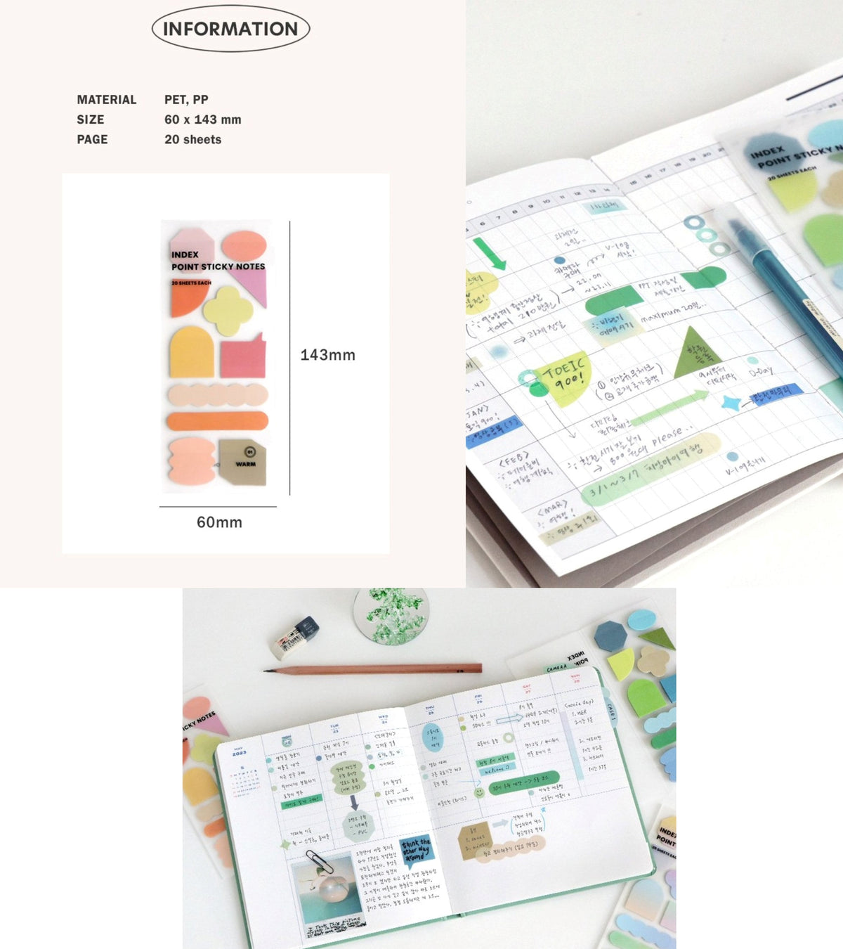 Open Point Notes Index Point Sticky Notes Set | 220 Sheets in Warm & Cool Themes ...
