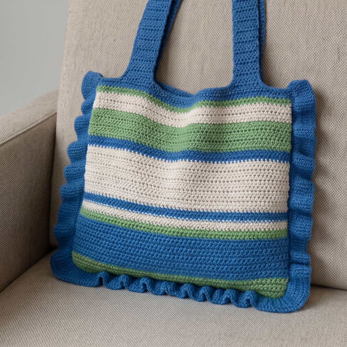Retro Striped Crochet Shoulder Bag