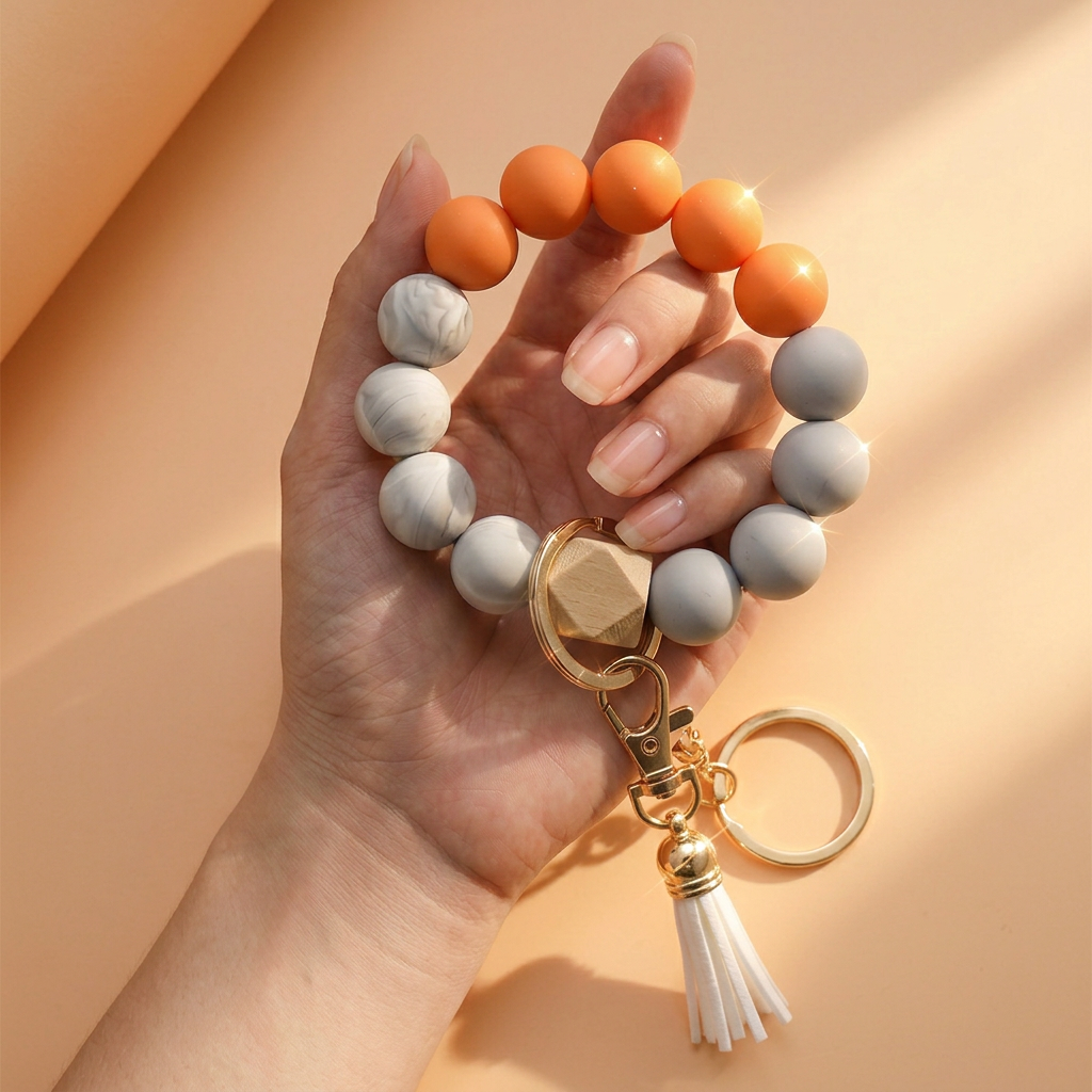 Pastel Color Fashion Beaded Keyring