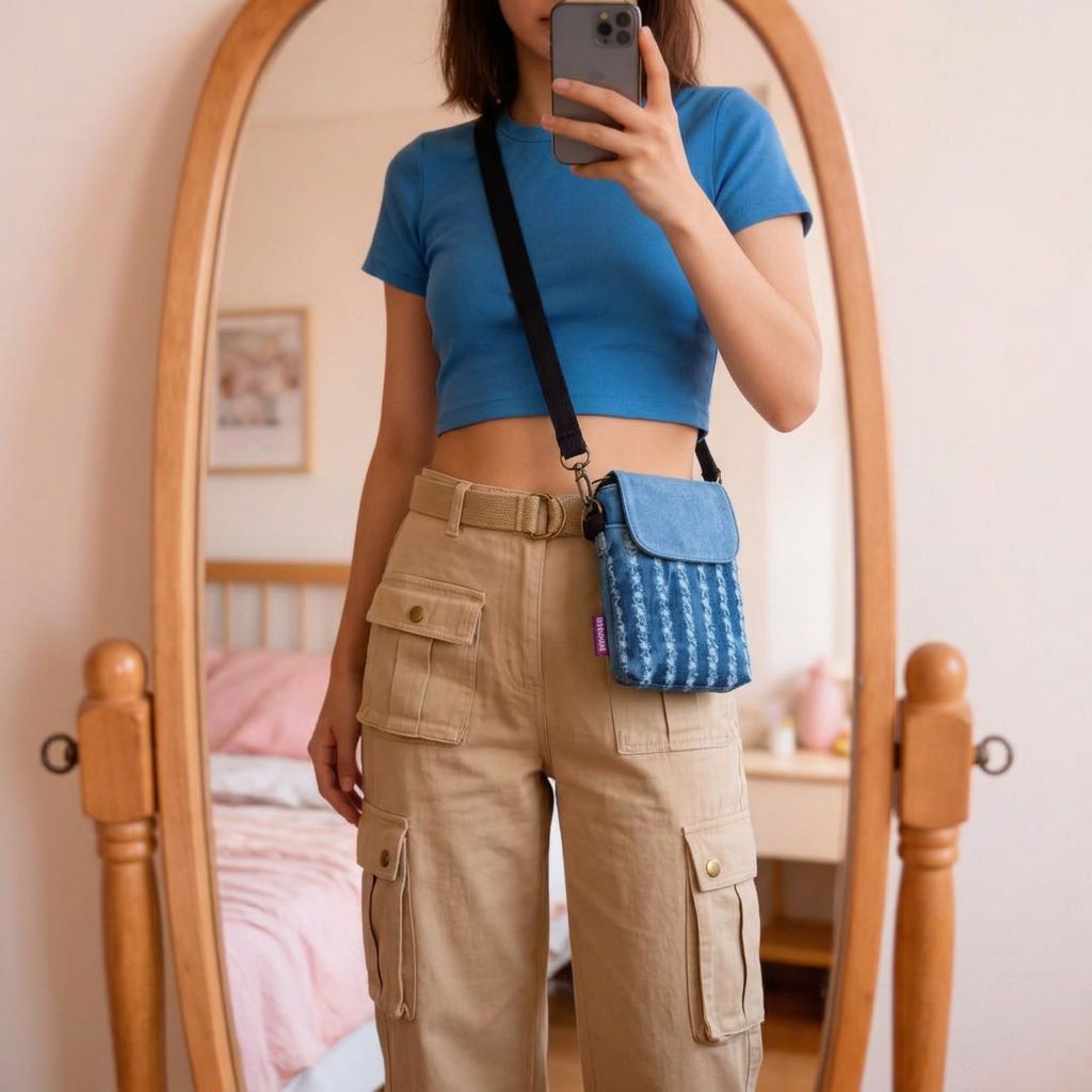 Denim Crossbody Phone Purse
