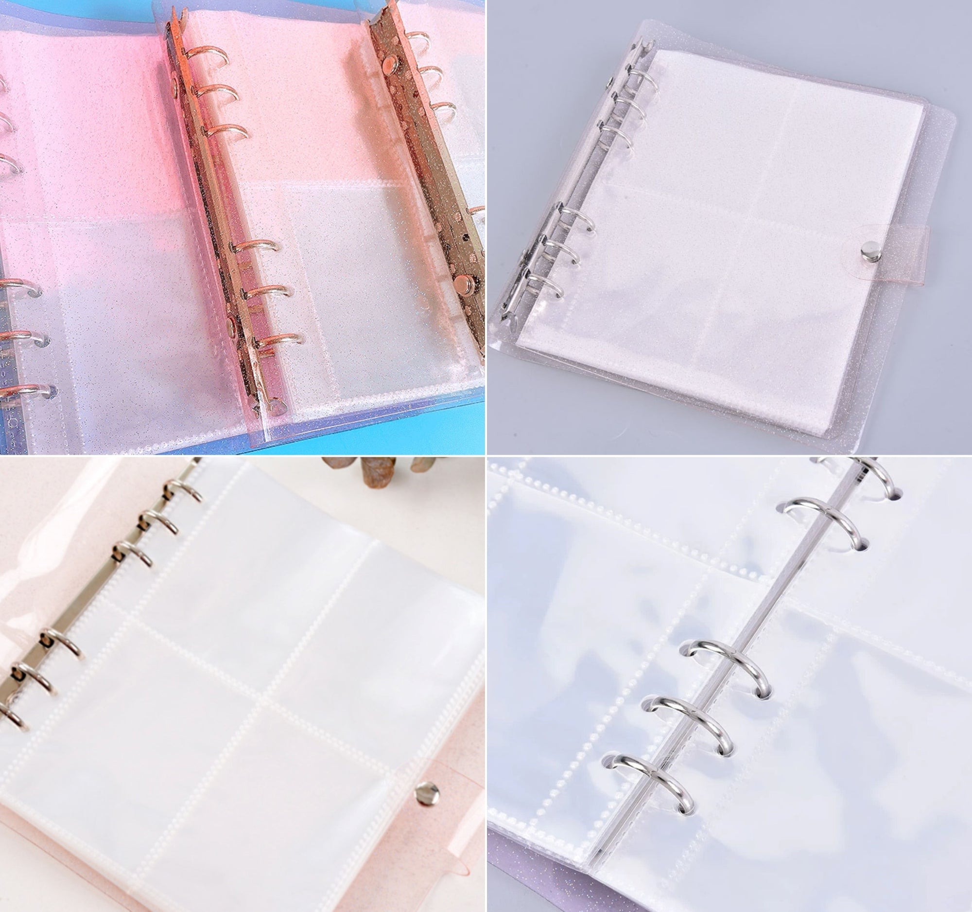  4x6 Photo Booth Photo Album - 6 Ring Glitter Notebook Sparkle  Binder With 10 4 by 6 Photo Sleeves - Fits 20 Photo Pages (4x6, QUARTZ) :  Office Products