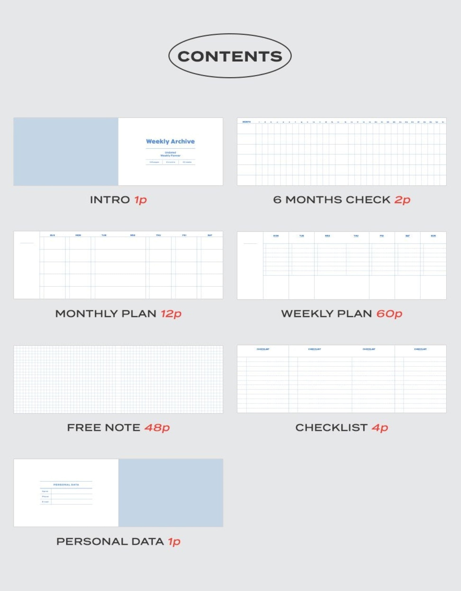 Hardcover 6 Months Undated Hardcover Weekly Planner - ZoocomingTree