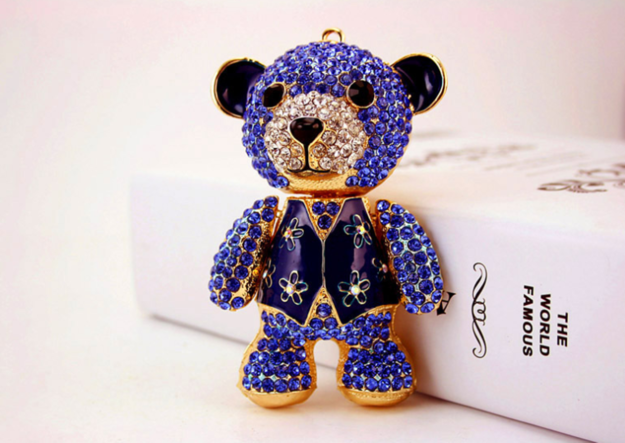 Rhinestone Teddy Bear Keychain | Cute Teddy Bear Keyholder – zoocoming